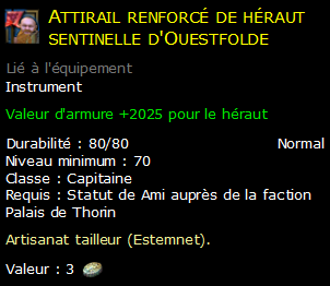 Attirail renforcé de héraut sentinelle d'Ouestfolde